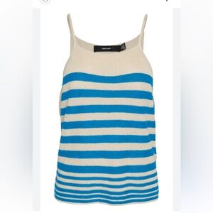 Blue and cream white knit spaghetti strap top NWT